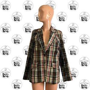 VTG 90s Utex S Brown Red Plaid Cotton Seersucker Blazer Jacket Preppy Academia